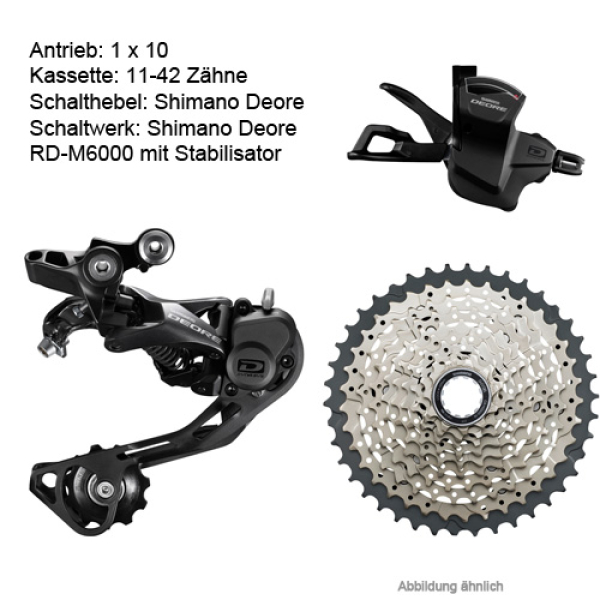 Antrieb 1x10 Shimano Deore / 11-42 Zähne